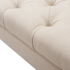 Alma Tufted Flared Arm Entryway Bench, Sky Neutral Beige Polyester