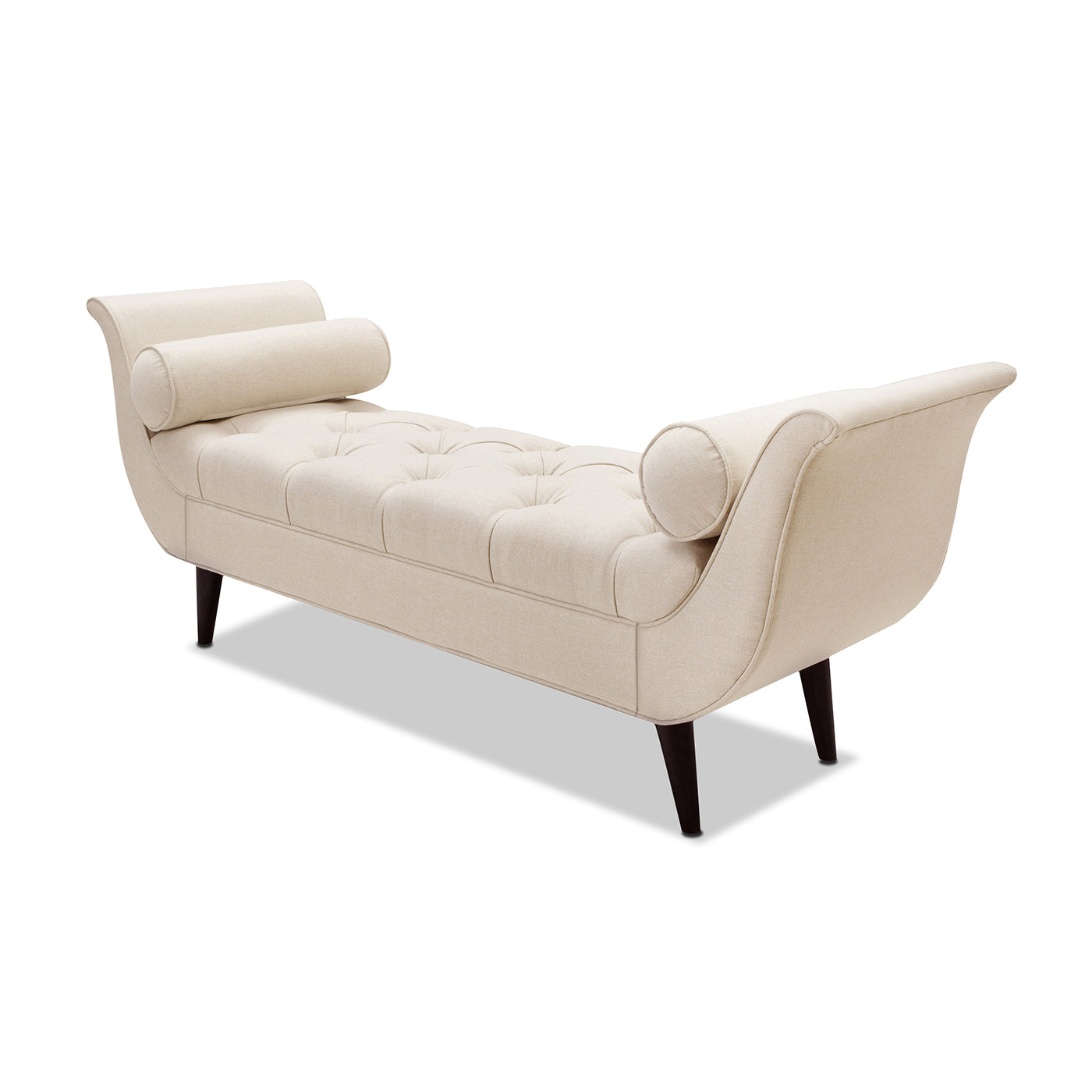 Alma Tufted Flared Arm Entryway Bench, Sky Neutral Beige Polyester