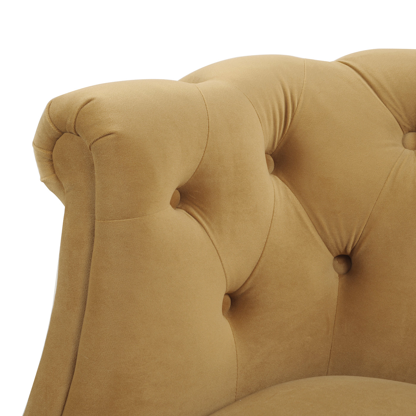 Katherine Tufted Accent Chair, Gold Velvet