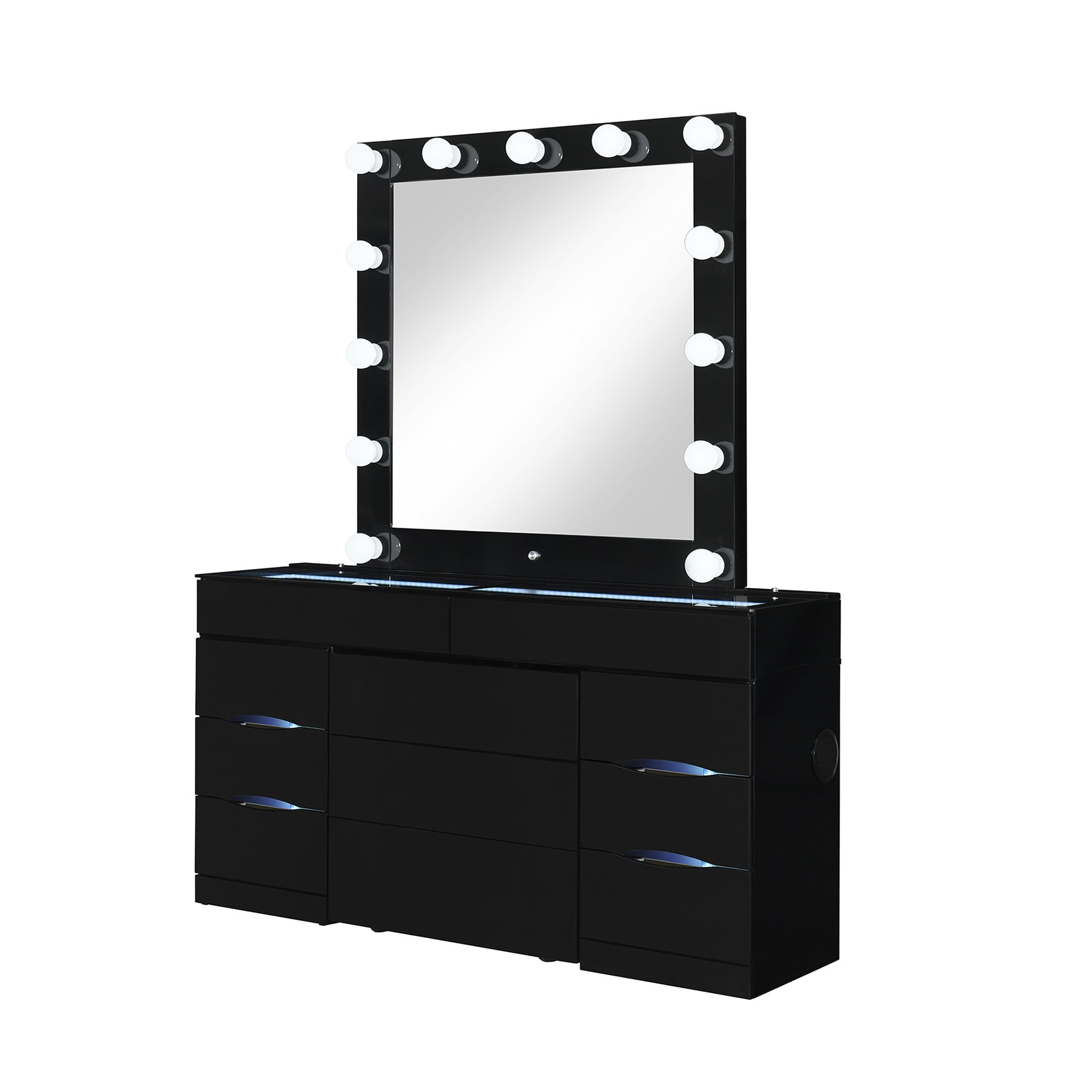 ELISA BLACK VANITY SET WITH STOOL