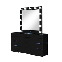 ELISA BLACK VANITY SET WITH STOOL