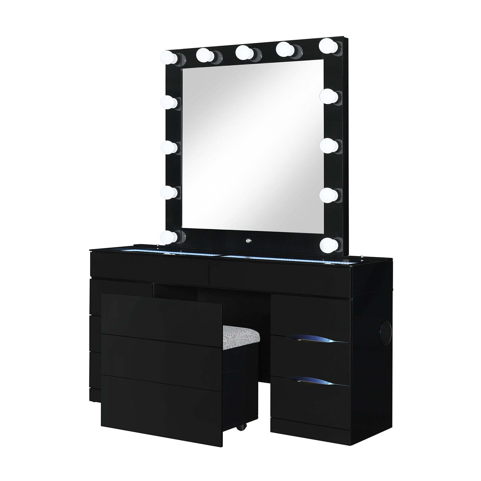 ELISA BLACK VANITY SET WITH STOOL