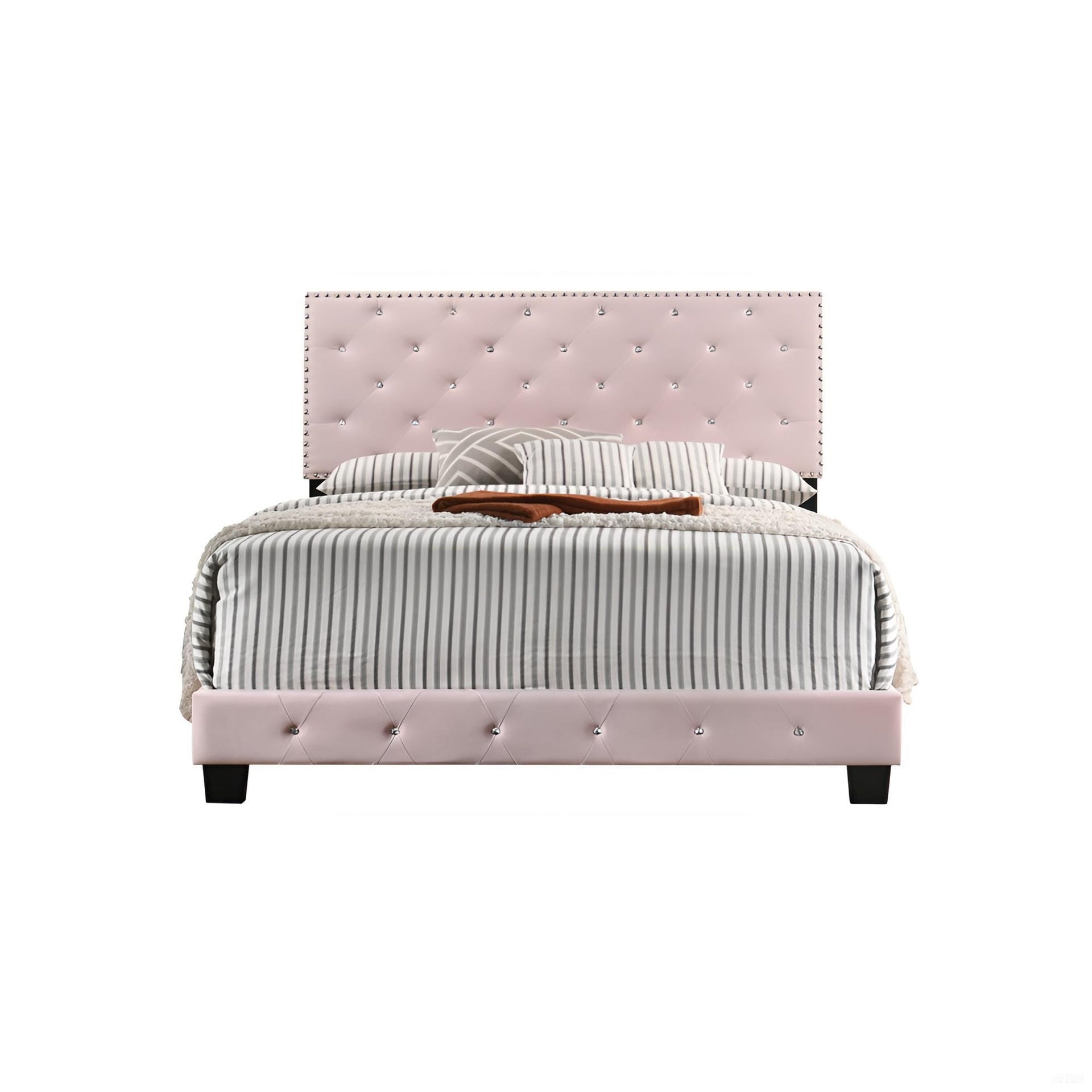 Chic Pink Transitional Full Bed