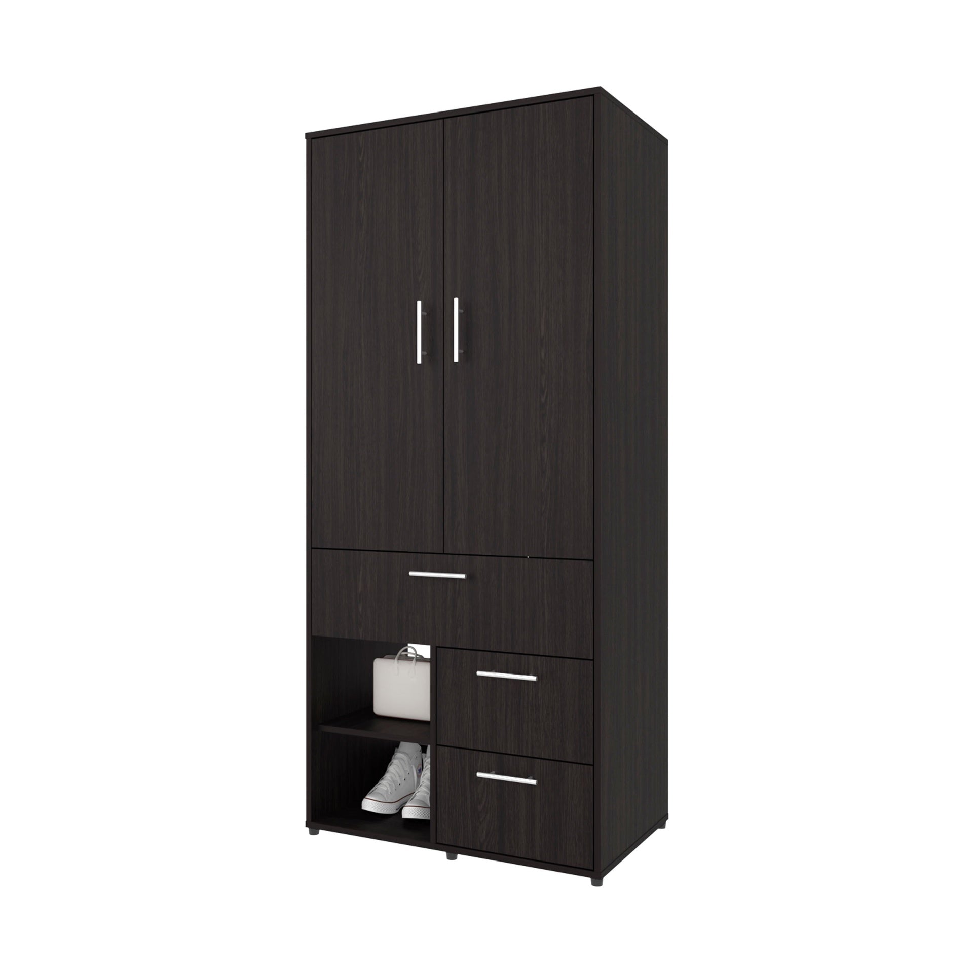 Wenge Free Multi-Storage Wardrobe with Rod and Shelf