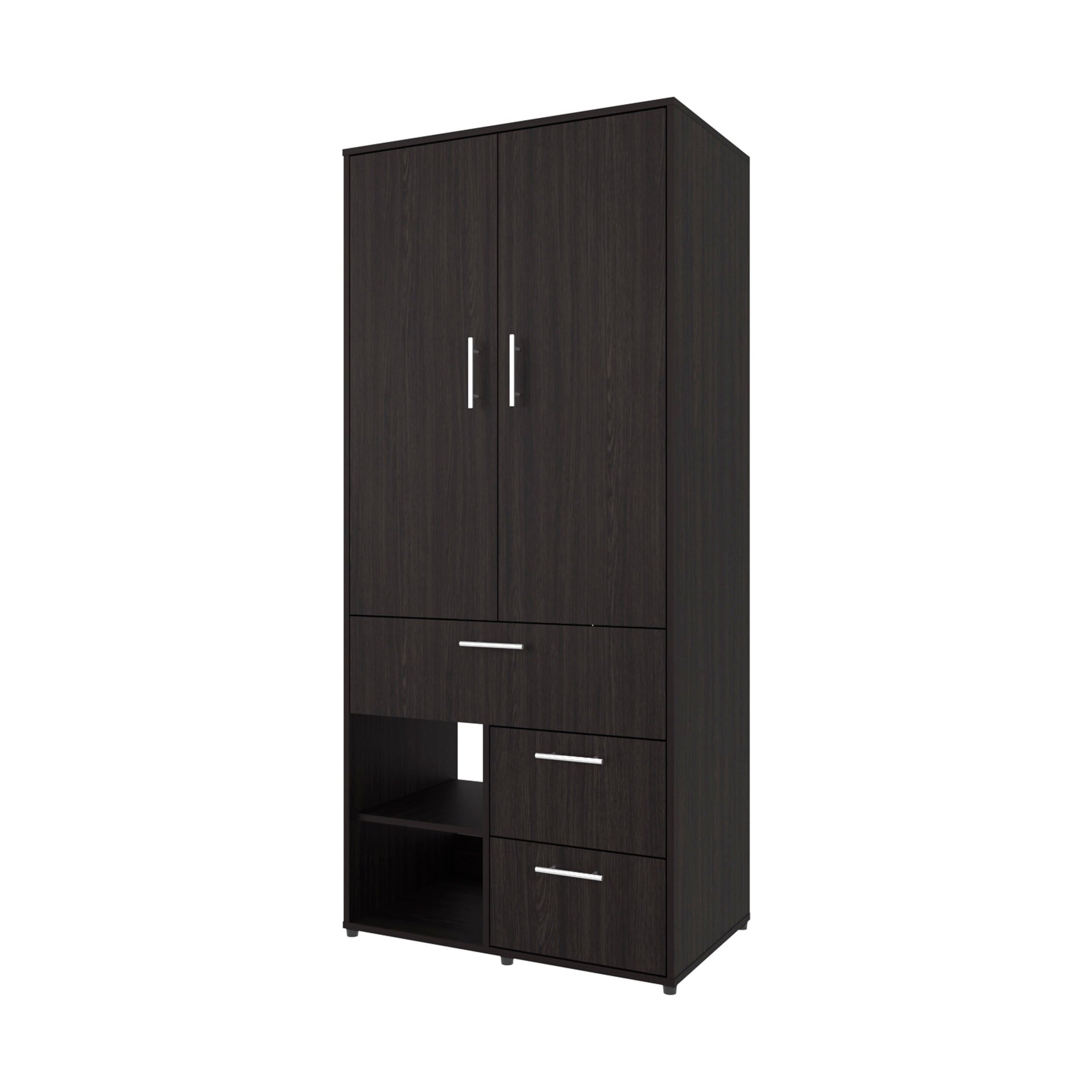 Wenge Free Multi-Storage Wardrobe with Rod and Shelf