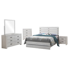 Geary White 5-piece Slatted Headboard Panel Bedroom Set