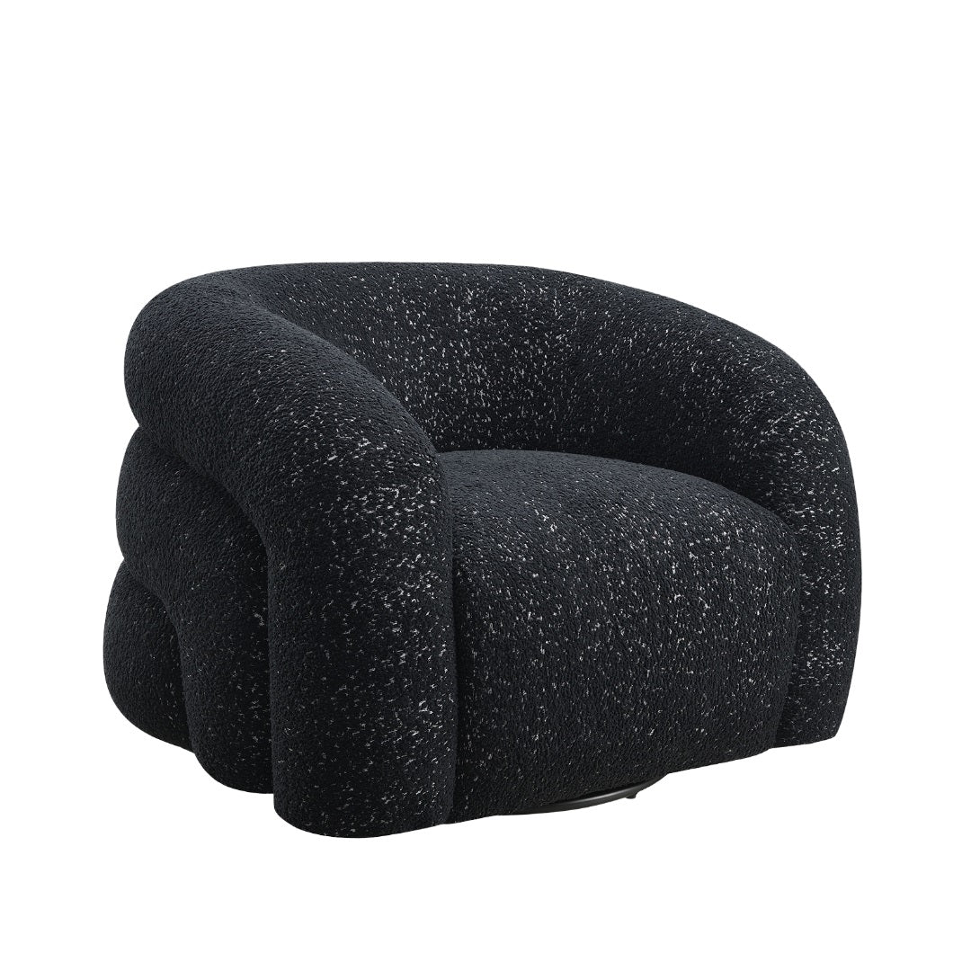 Black Finish 1pc Swivel Chair Curve Back Tight Seat 360-Degree Swivel Chair High Density Foam Primary living Room