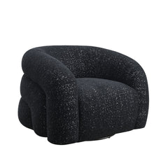 Black Finish 1pc Swivel Chair Curve Back Tight Seat 360-Degree Swivel Chair High Density Foam Primary living Room