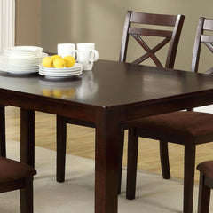 Transitional Style 7pc Dining Table Set 1x Table 6x Chair Microfiber Padded Seat Cross Back Seat Espresso Finish