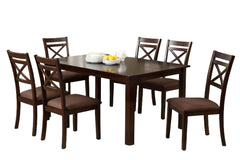 Transitional Style 7pc Dining Table Set 1x Table 6x Chair Microfiber Padded Seat Cross Back Seat Espresso Finish