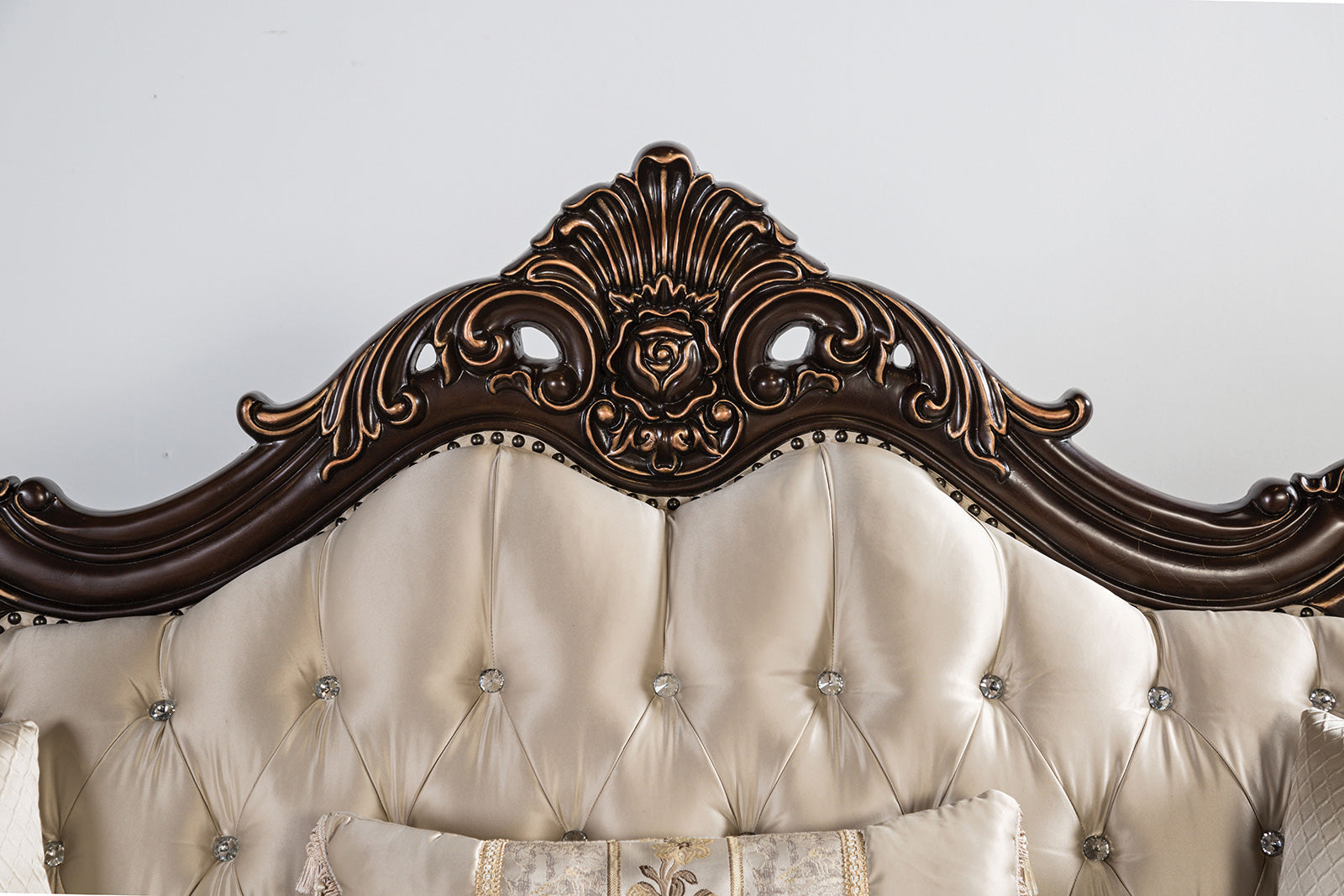 Traditional Style 1pc Chair Rolled Arms Nailhead Trim Button Tufted Back Accent Pillow Included Dark Cherry Beige Finish