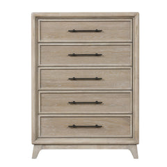 Transitional Style 1pc Chest Metal Handle Angled Legs English Dovetail Drawers Ball Bearing Glides Oak Finish Bedroom Furniture
