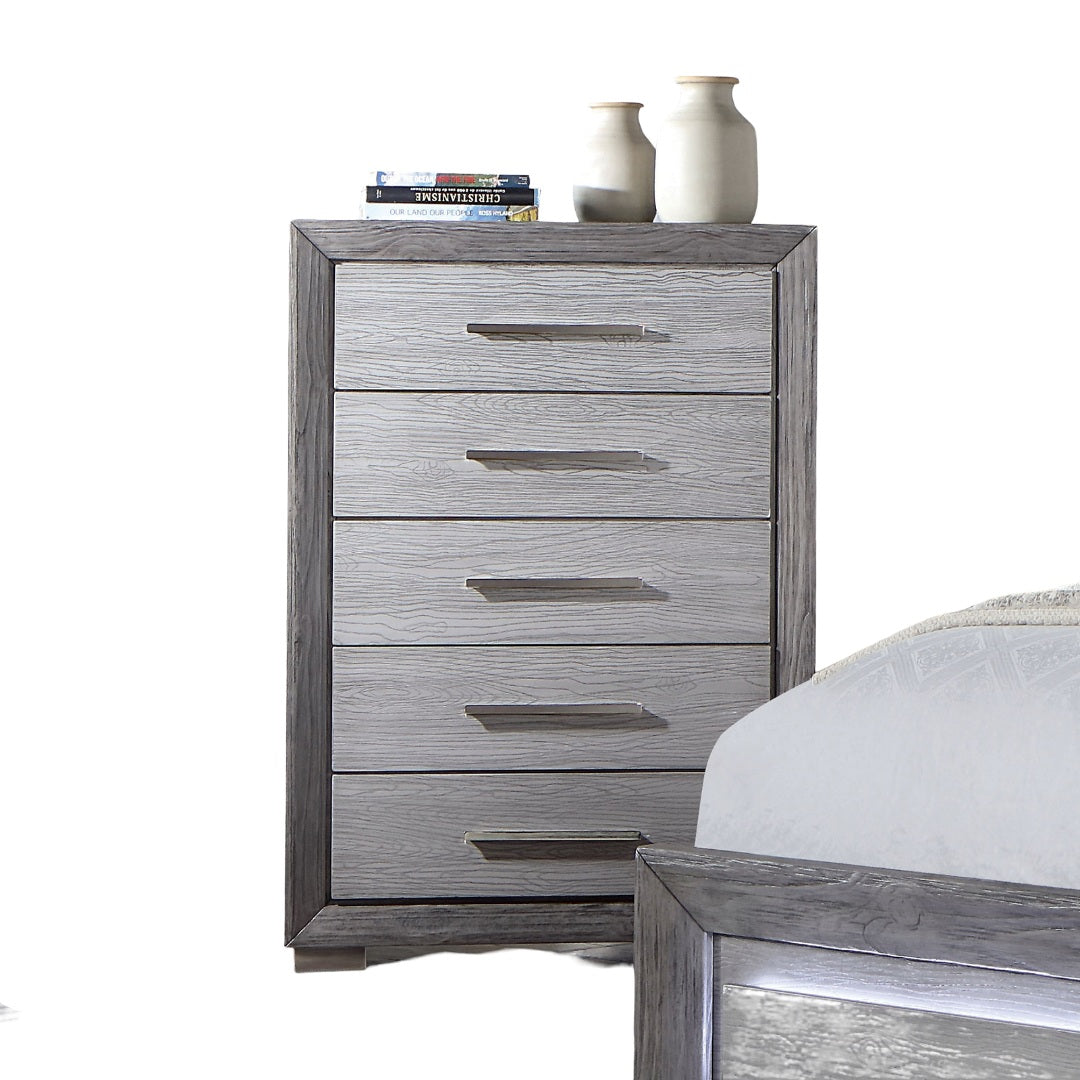 1pc Chest Transitional Style Bracket Legs Metal Ball Bearing Glides Bar Handles Gray Finish