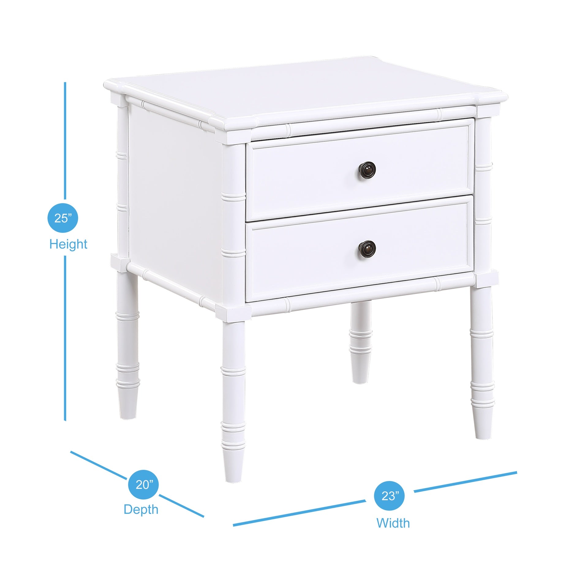 Emmett 2 Drawer Nightstand - White