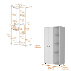 Bethel Armoire Closet with 1-Drawer, Storage Cabinets and Hanging Rods