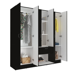 Guajira Six Door Armoire, Three Cabinets , Hidden Drawer Shoes