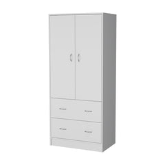 FM FURNITURE Wenden Wardobre with 2 drawers, 2 doors, ample storage and hanging rod,white
