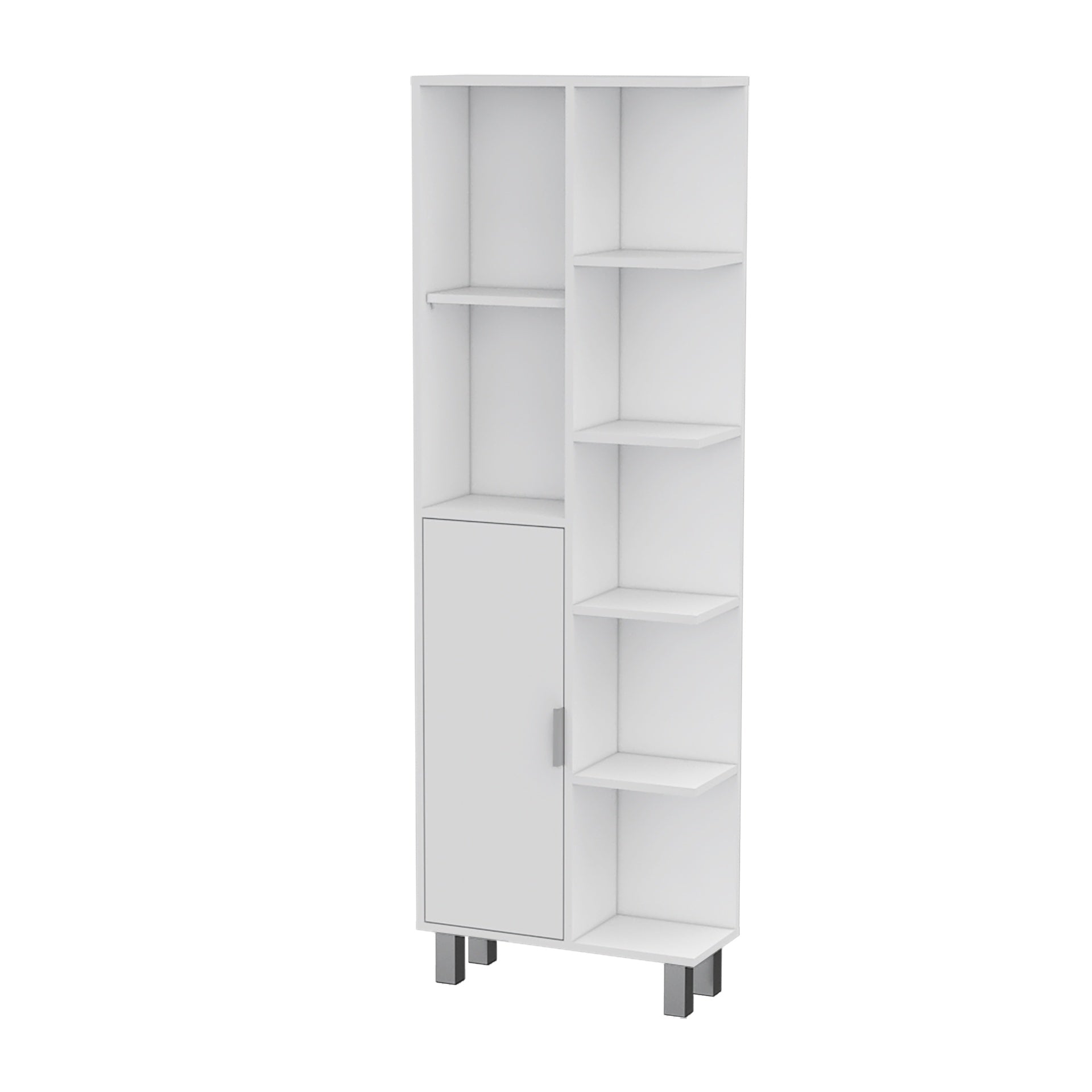 FM FURNITURE Quimby Linen Cabinet, with 1 door and 9 shelves, White