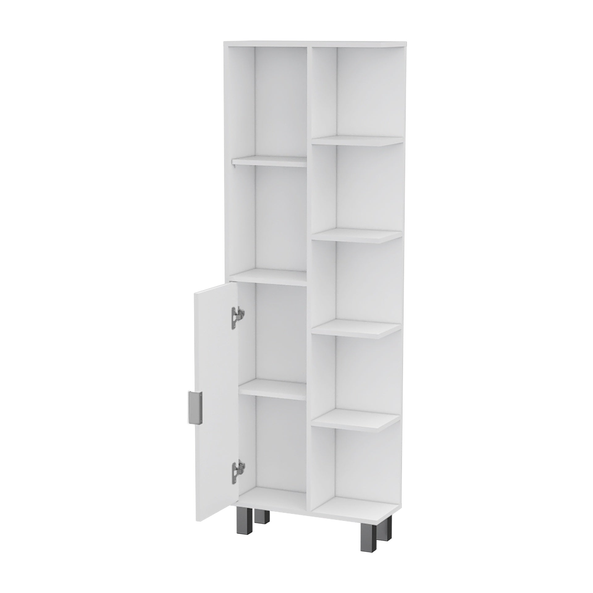 FM FURNITURE Quimby Linen Cabinet, with 1 door and 9 shelves, White