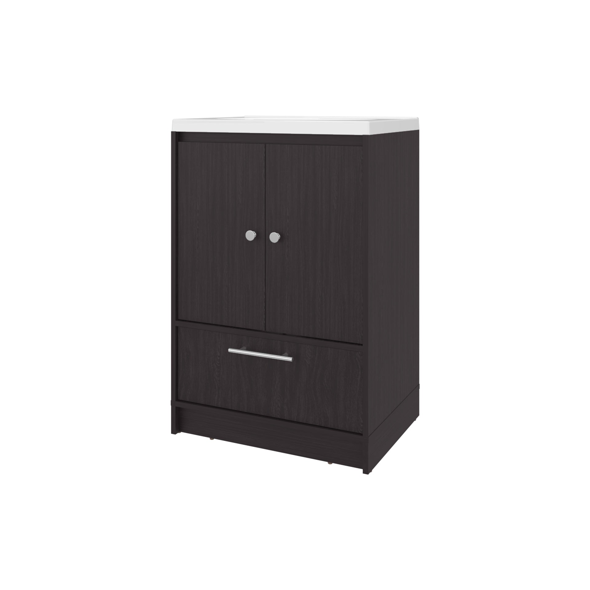 Sinclair Freestanding Bathroom Vanity with Sink, Two Doors and Bottom Drawer, Wengue