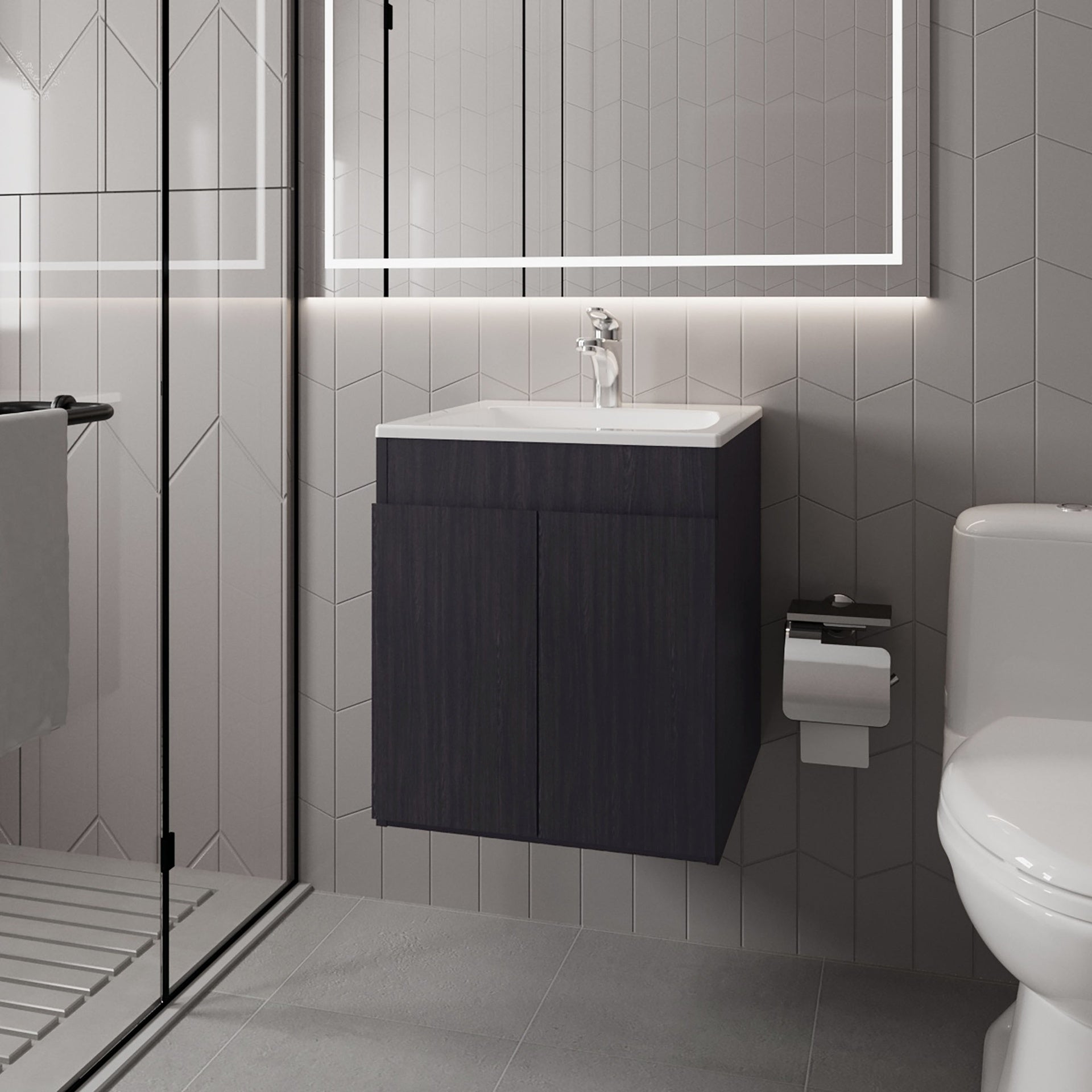 Shoshoni Bathroom Vanity with two Doors, Wengue
