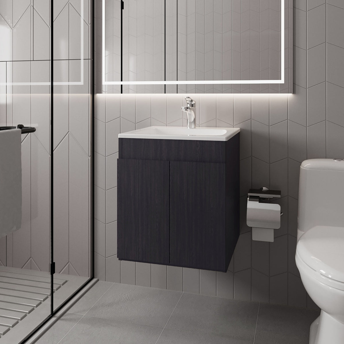 Shoshoni Bathroom Vanity with two Doors, Wengue