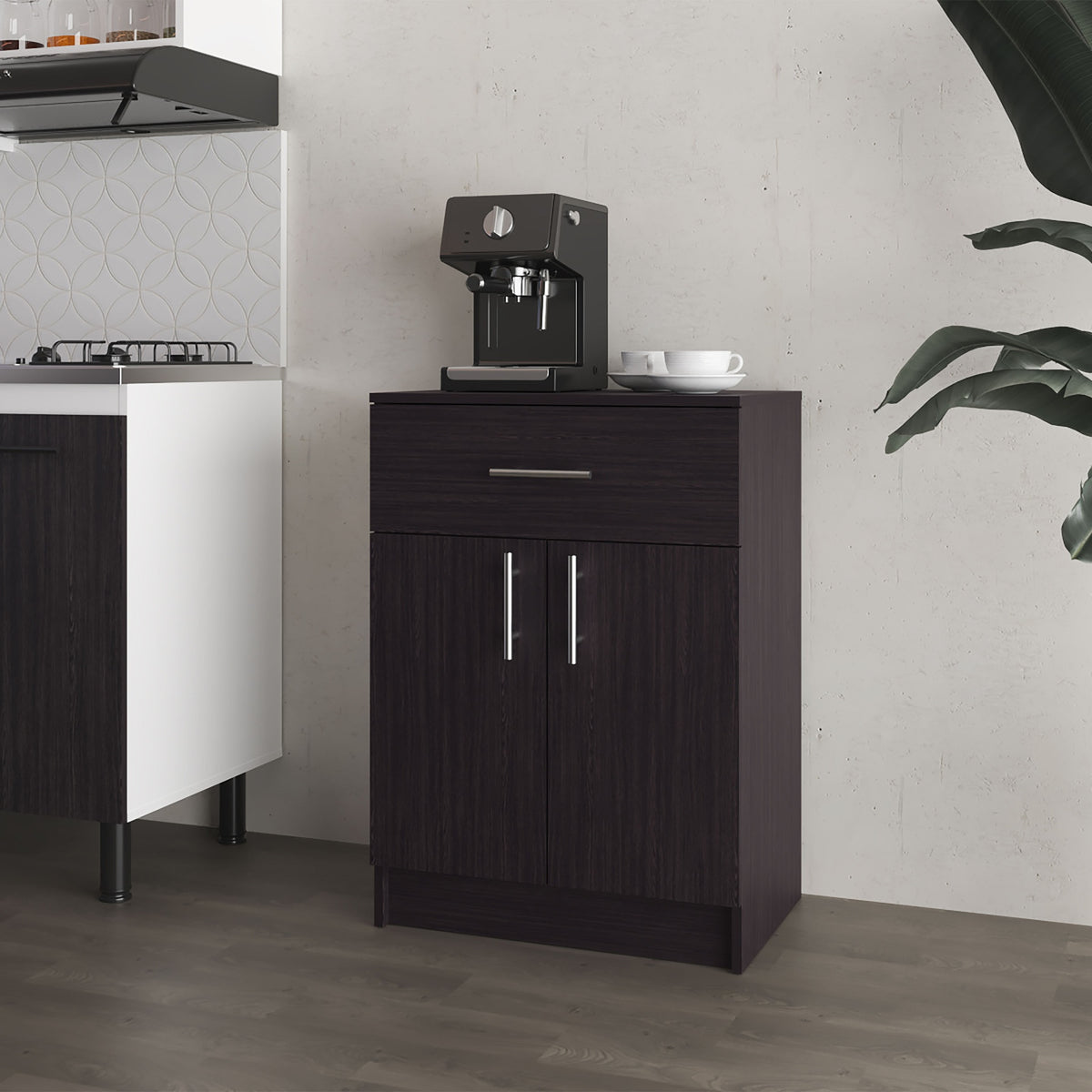 Cope kitchen Pantry in melamine with 2 doors and 1 drawer, Wengue