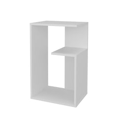 Vega Side Table in Melamine with Open Storage, White