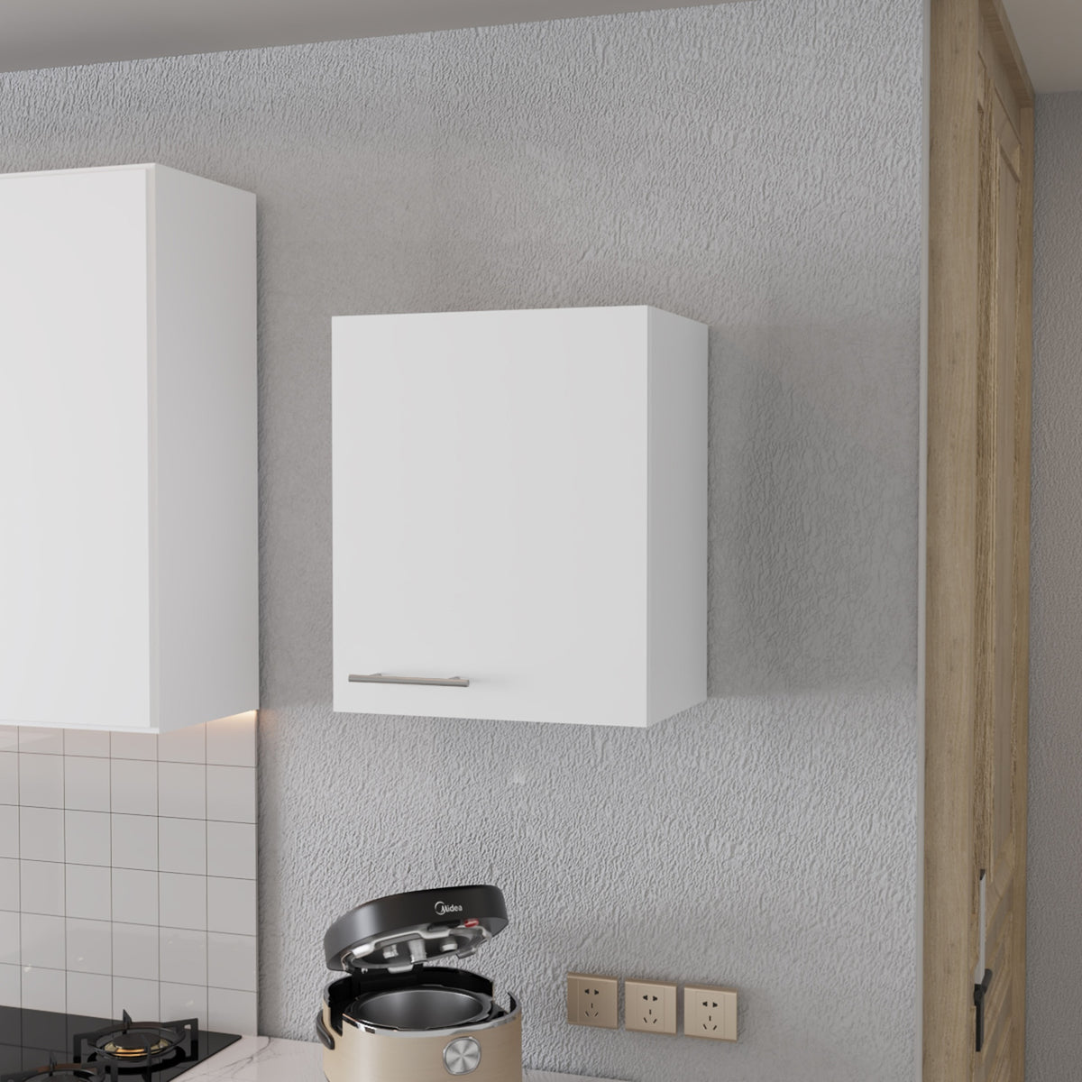 So- Hi Wall Cabinet in Melamine with One Door, White