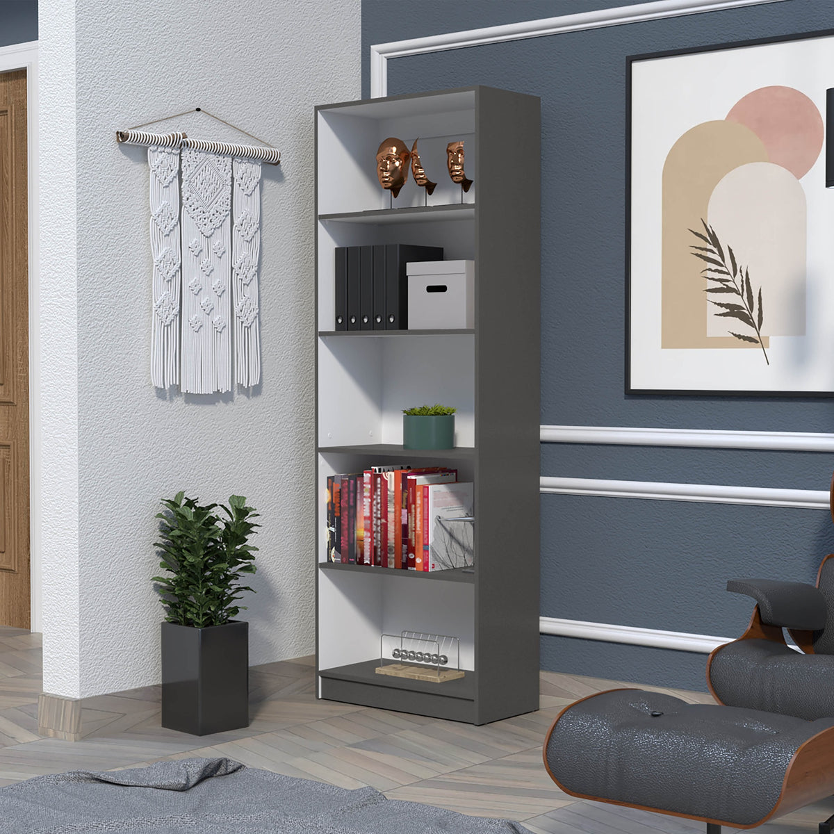 Sutton 4 Shelves Bookcase with Modern Storage Shelves