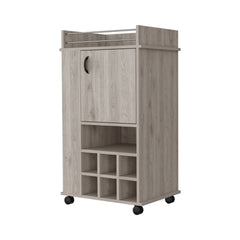 Farson Bar Cart with 2-Side Shelf, 6-Built In Wine Rack and Casters