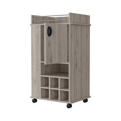 Farson Bar Cart with 2-Side Shelf, 6-Built In Wine Rack and Casters