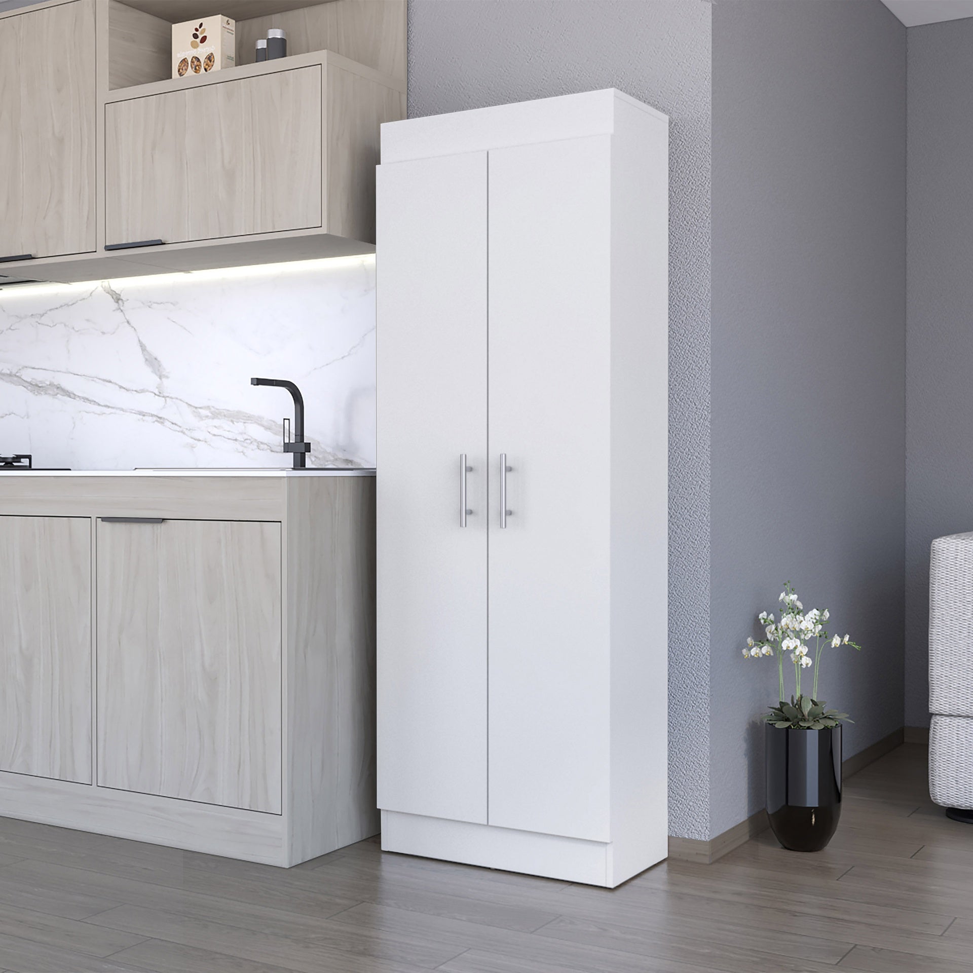 Dawson Pantry Cabinet with Sleek 5-Shelf Storage