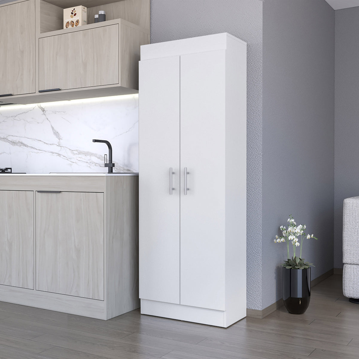 Dawson Pantry Cabinet with Sleek 5-Shelf Storage