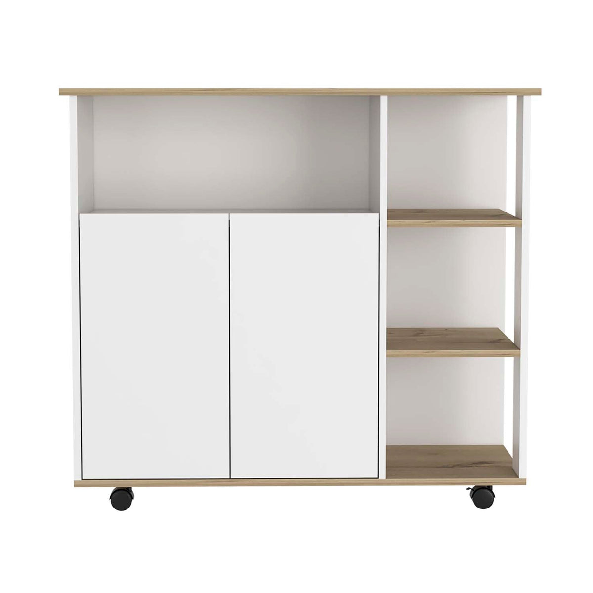 Serbia Kitchen Island, One Cabinet, Four Open Shelves