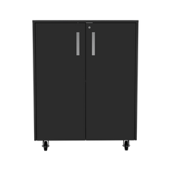 Lewis Storage Cabinet Base, Four Caster, Double Door Cabinet, Two Interior Shelves
