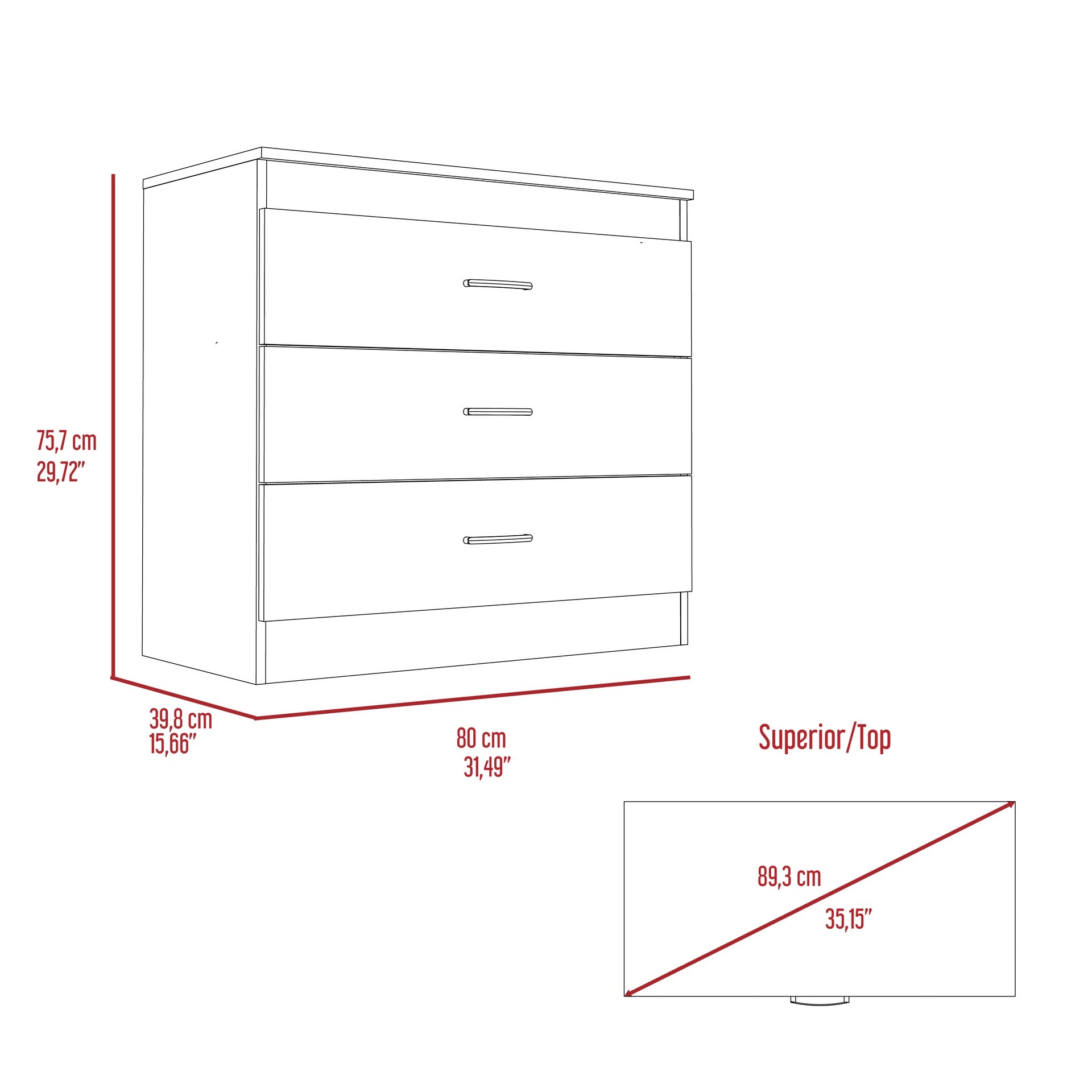 Cambridge Three Drawers Dresser