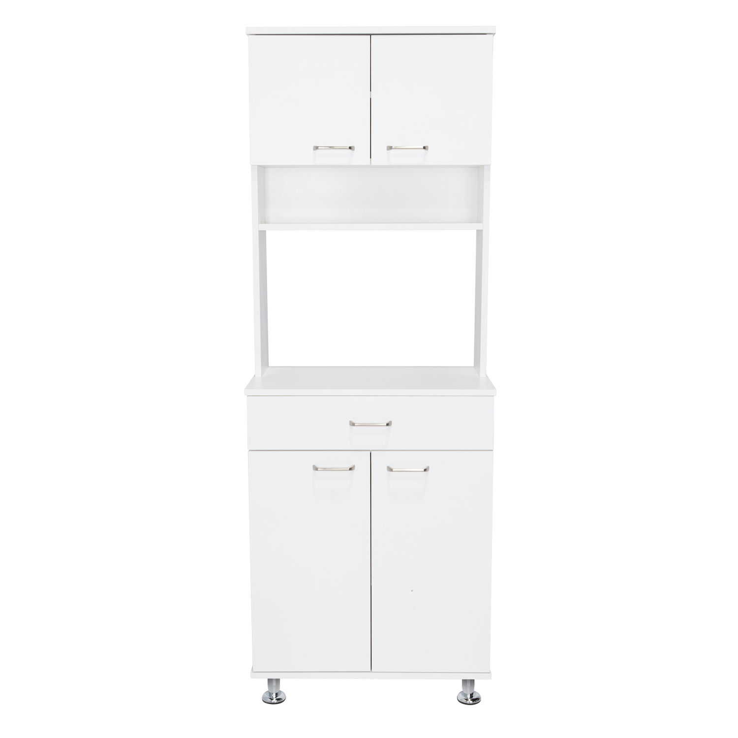 Bay Area Pantry, Two Door Cabinets, One Drawer, Four Adjustable Metal Legs