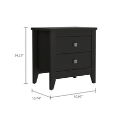 Breeze Four-Legged Modern Bedroom Nightstand, with Two Drawers