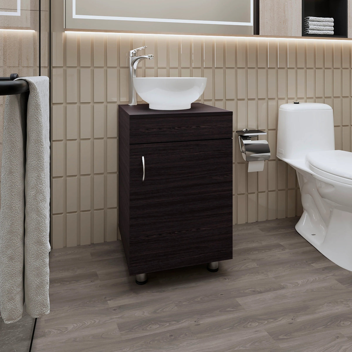 Wengue Bathroom Vanity with Integrated Sink