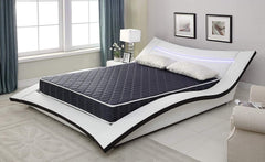 6-inch waterproof  high-density foam mattress with navy blue diamond-quilted breathable fabric. Quilting ensures both style and airflow for cool sleep.Full size