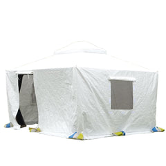 12'x12' Gazebo Cover for Hardtop Gazebos, Outdoor Universal Winter Gazebo Cover with Sidewalls and Mesh Windows, All Season Waterproof Enclosed Gazebo Cover, White