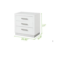 Nightstand Made with Wood in Milky White Color