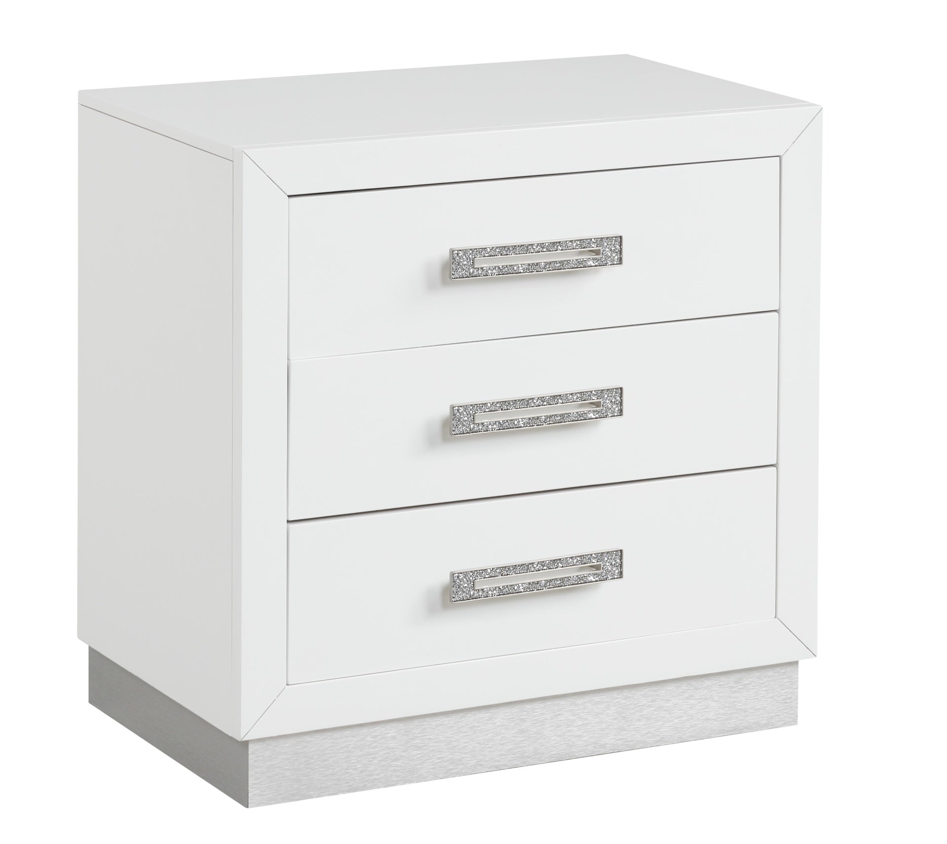 Nightstand Made with Wood in Milky White Color