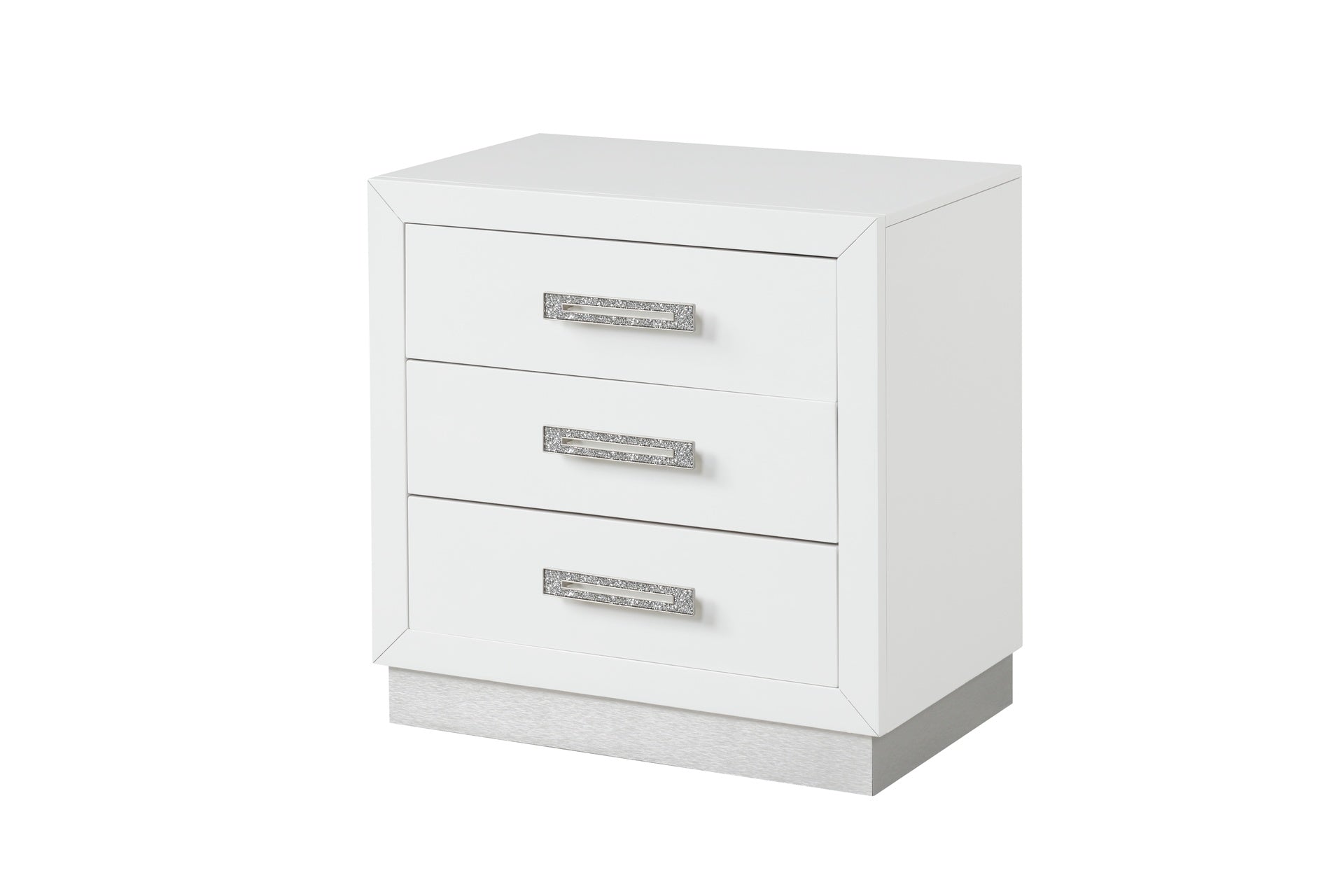 Nightstand Made with Wood in Milky White Color