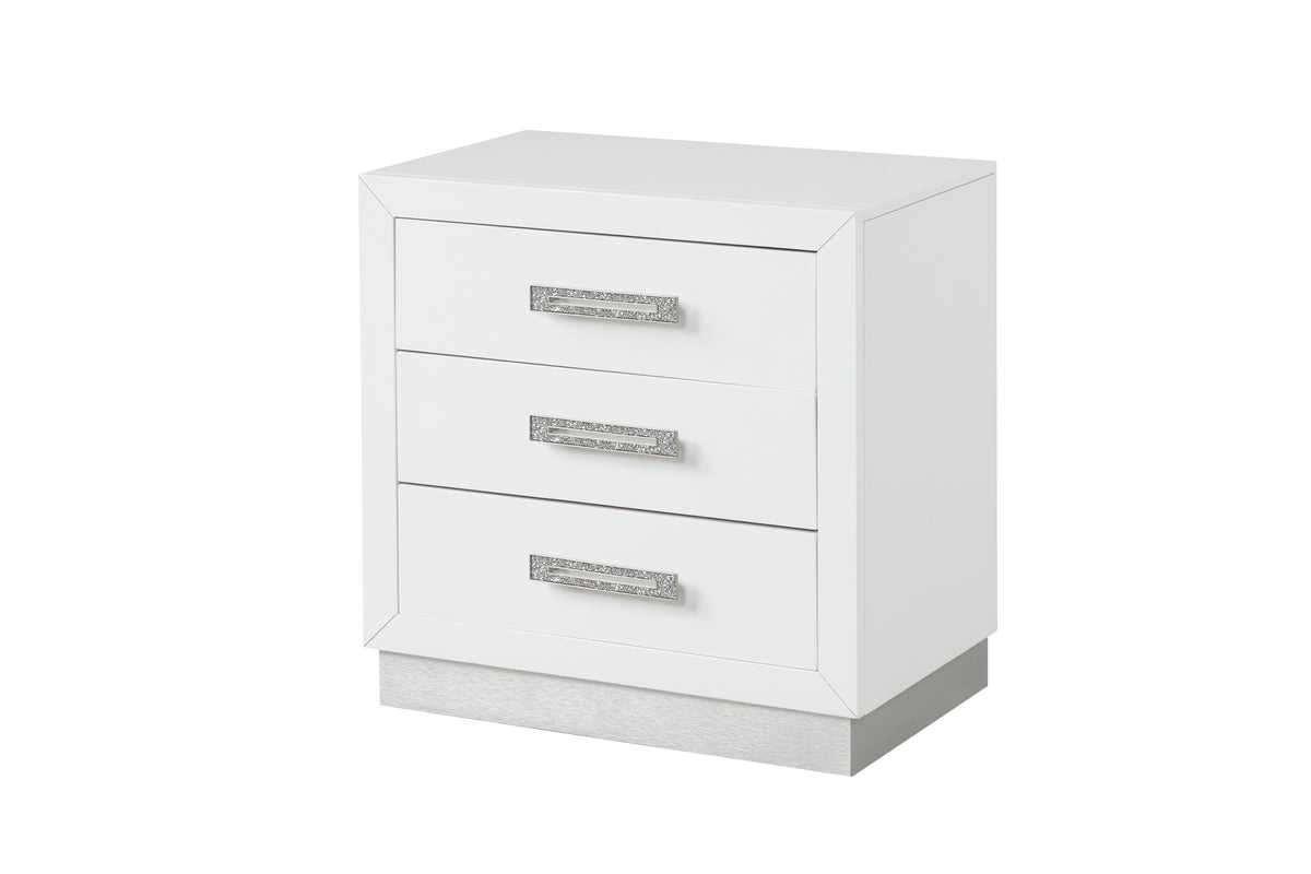 Nightstand Made with Wood in Milky White Color