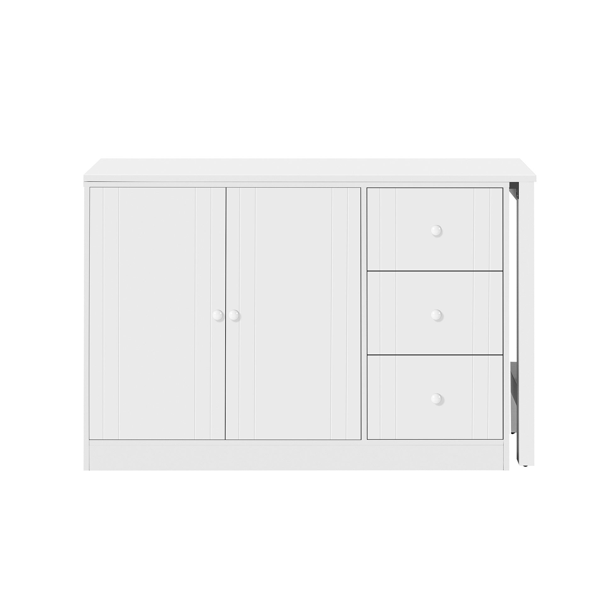 U_STYLE 89.7''Wooden Sideboard with Extendable Table,Multifunctional Storage Cabinet with 2 Doors and 3 Drawers,for Living Room,Study,Foyer and Kitchen