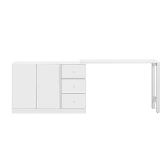 U_STYLE 89.7''Wooden Sideboard with Extendable Table,Multifunctional Storage Cabinet with 2 Doors and 3 Drawers,for Living Room,Study,Foyer and Kitchen