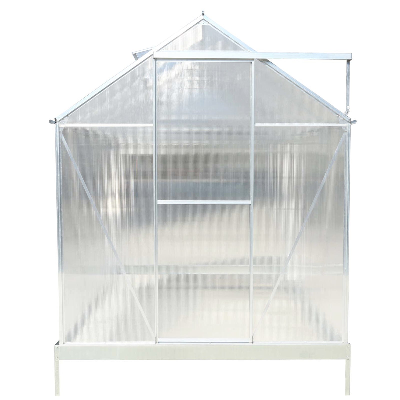 6.3'*10.2'*7' Polycarbonate Greenhouse, Heavy Duty Outdoor Aluminum Walk-in Green House Kit with Rain Gutter, Vent and Door for Backyard Garden, color aluminium