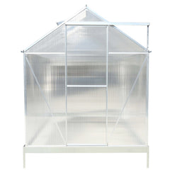 6.3'*10.2'*7' Polycarbonate Greenhouse, Heavy Duty Outdoor Aluminum Walk-in Green House Kit with Rain Gutter, Vent and Door for Backyard Garden, color aluminium